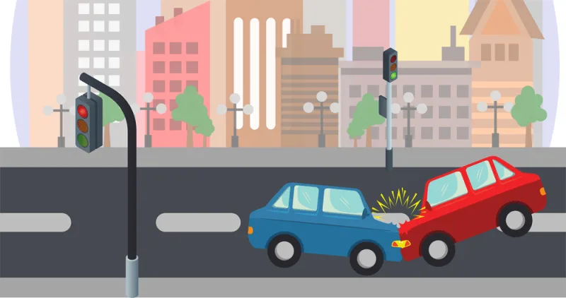 Accident de la route avec un camping car en surcharge