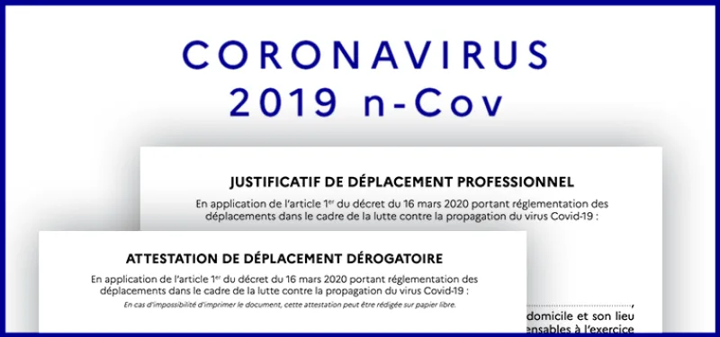 Covid-19 : Attestation de déplacement obligatoire